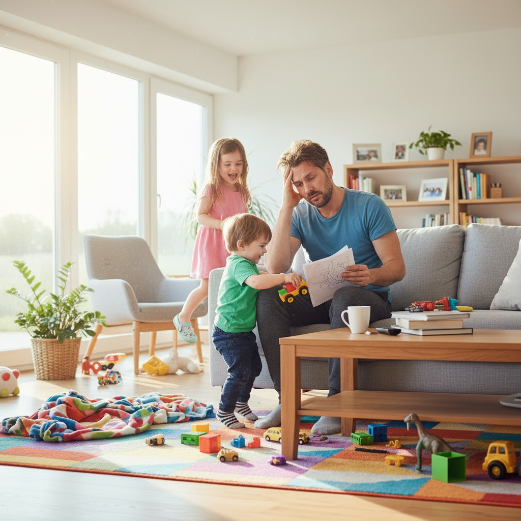 Gestion de famille compliqué, père fatigué, difficulté à réfléchir