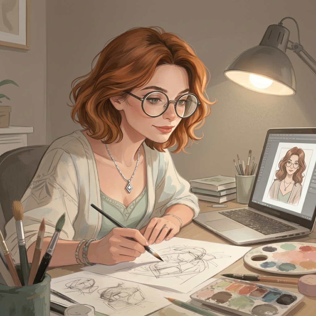 Créativité, femme, peinture, idées