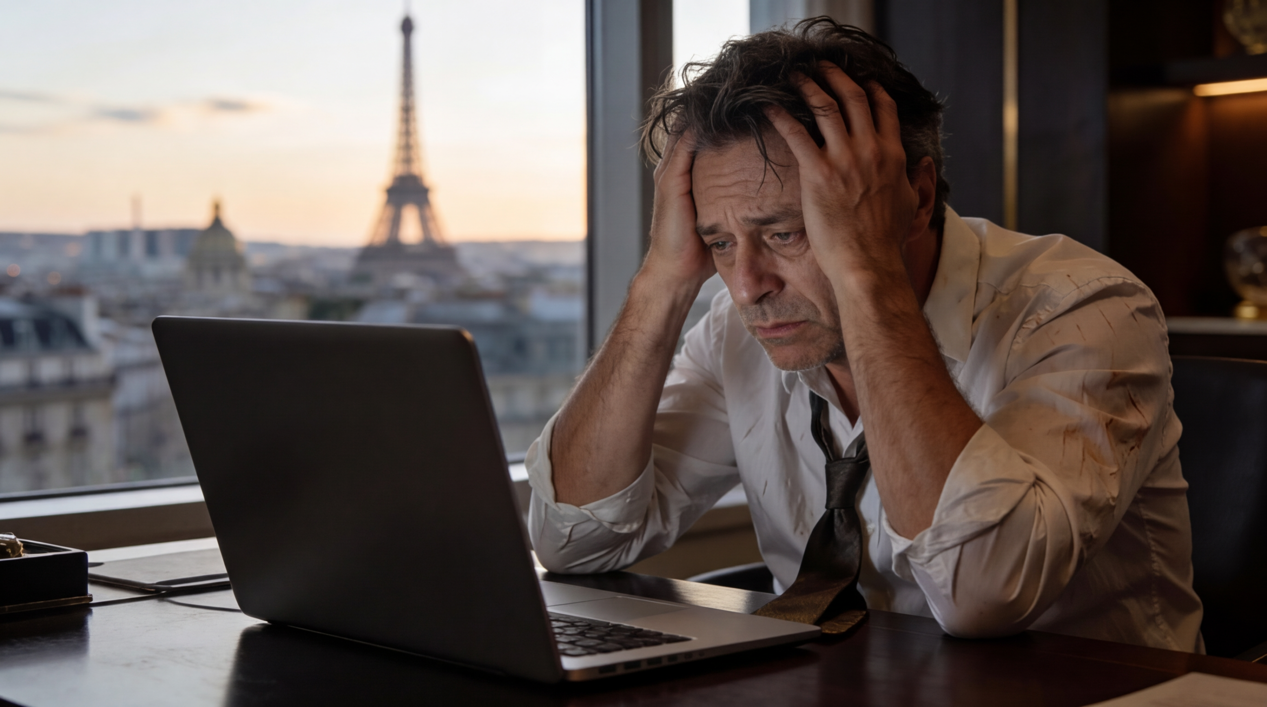 Dirigeant, fatigue, stress, bureau, manque de sommeil