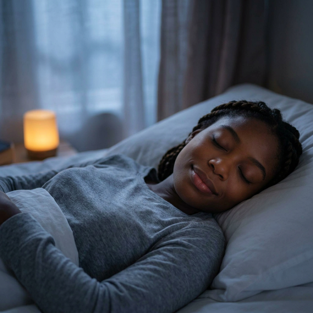 Femme, sommeil, nuit, apaiser