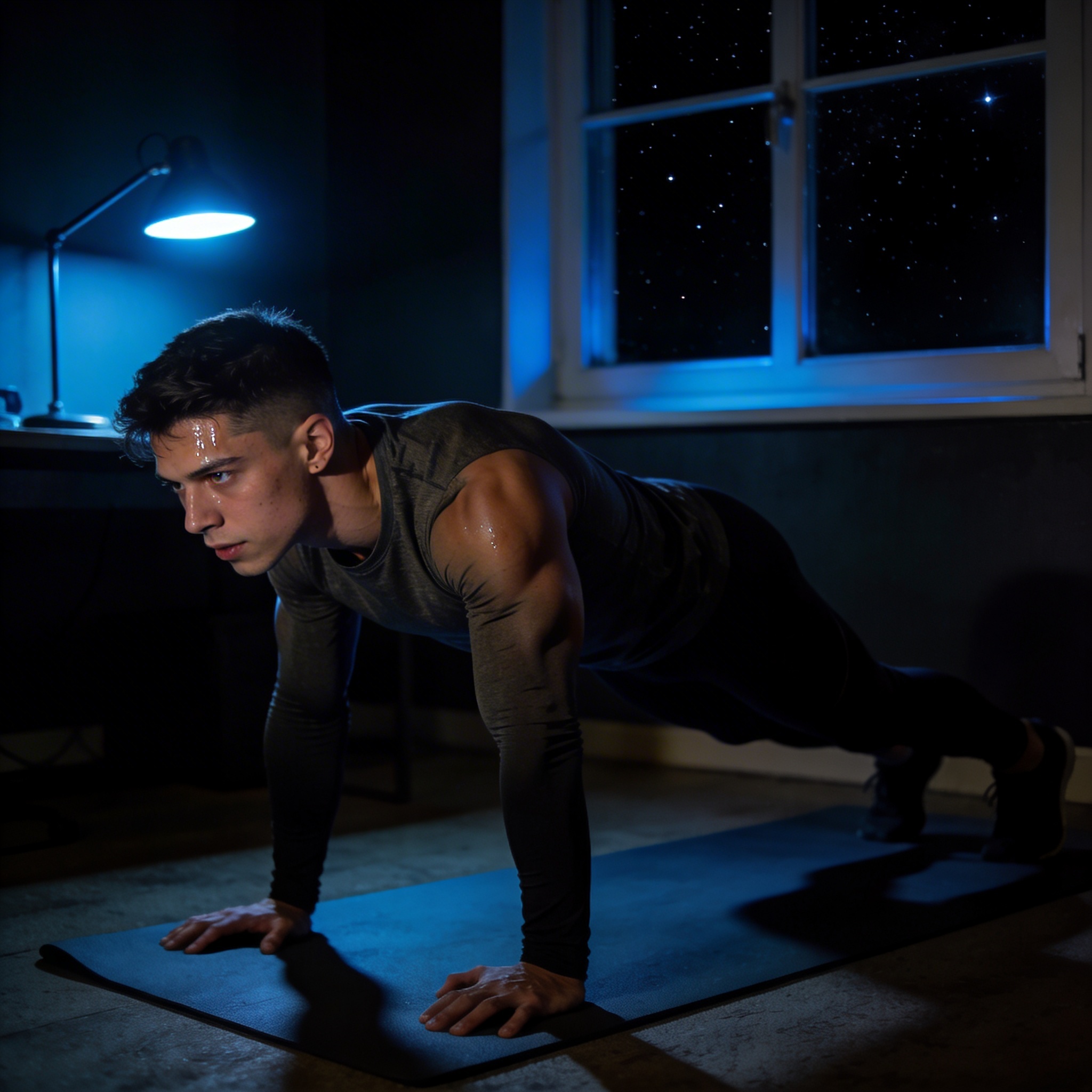 Homme, sport tardif, nuit