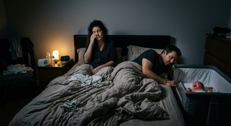 Sommeil avec un bébé, difficulté à dormir, jeune parent