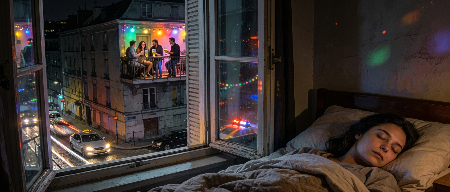 Ville, sommeil, bruit, urbain